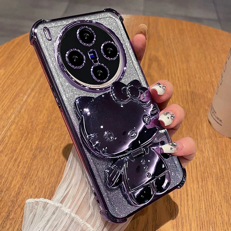 Android compatible Kitty mirror stand phone case