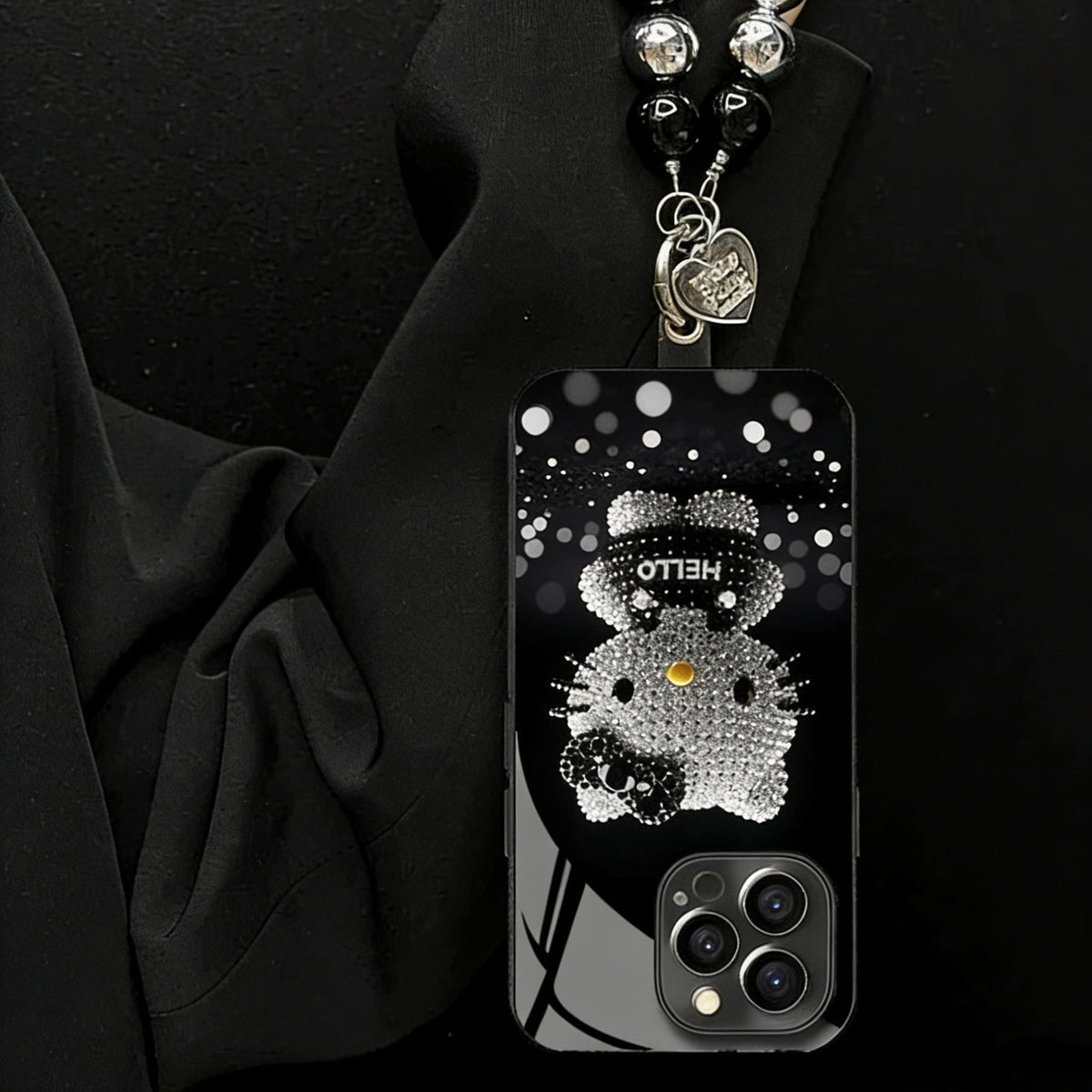 Sparkling Rhinestone Hello Kitty Bracelet Phone Case