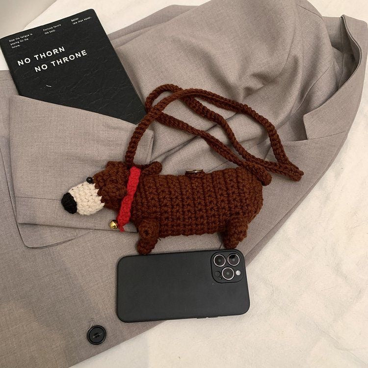 Dachshund Hand-woven Cell Phone Coin Bag