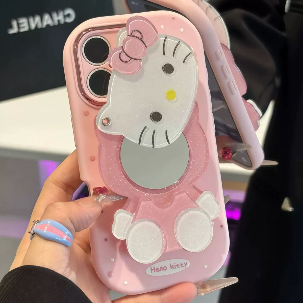 Rotating mirror stand Kitty phone case