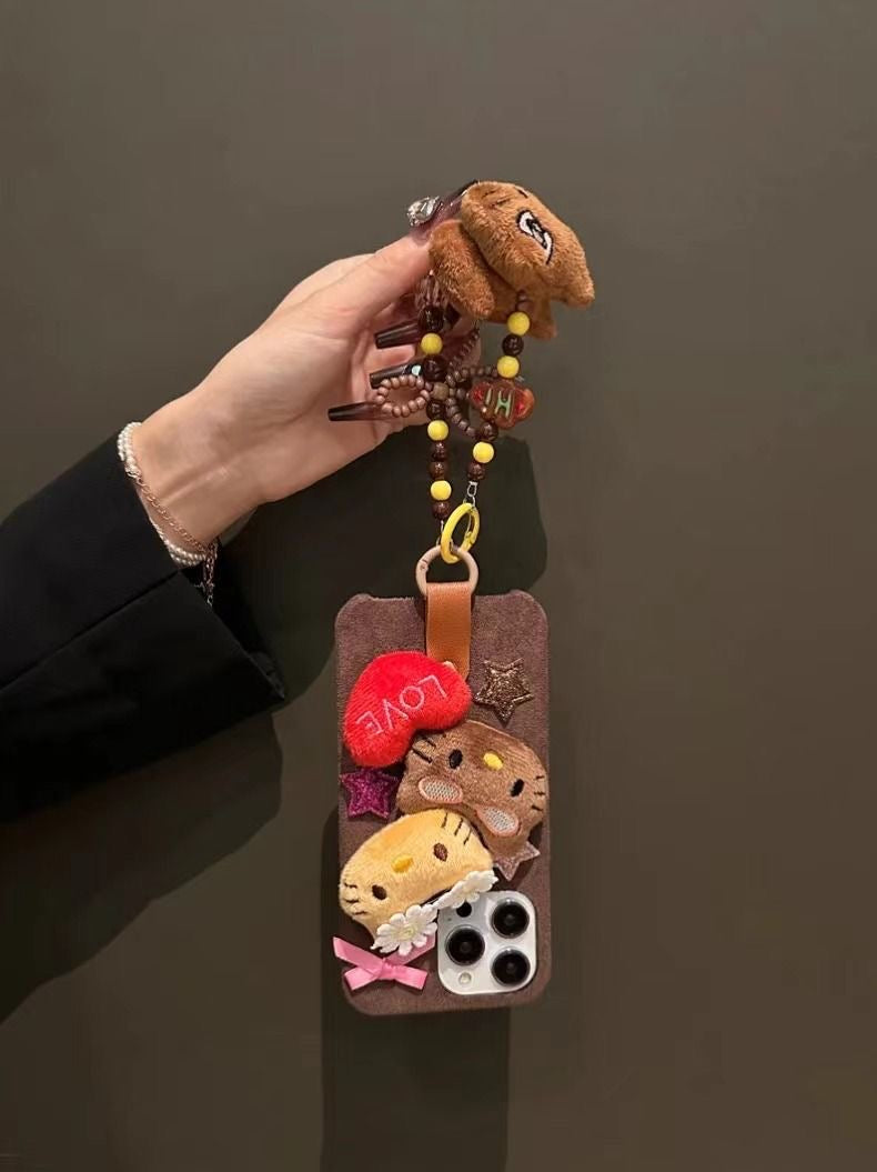 Plush KT crossbody chain phone case
