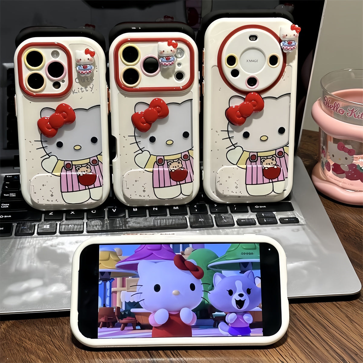 Bow-shaped Kitty Cat Mirror Stand Phone Case