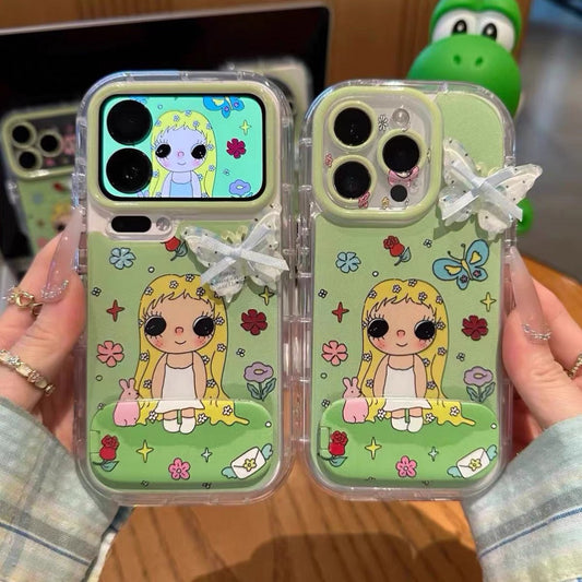 3D Butterfly & Flower Mirror Stand Phone Case