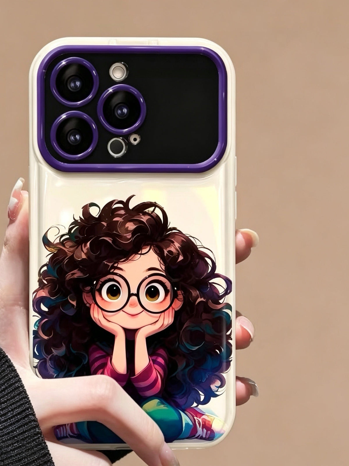 Curly Girl Flip Phone Case with Mirror and Stand