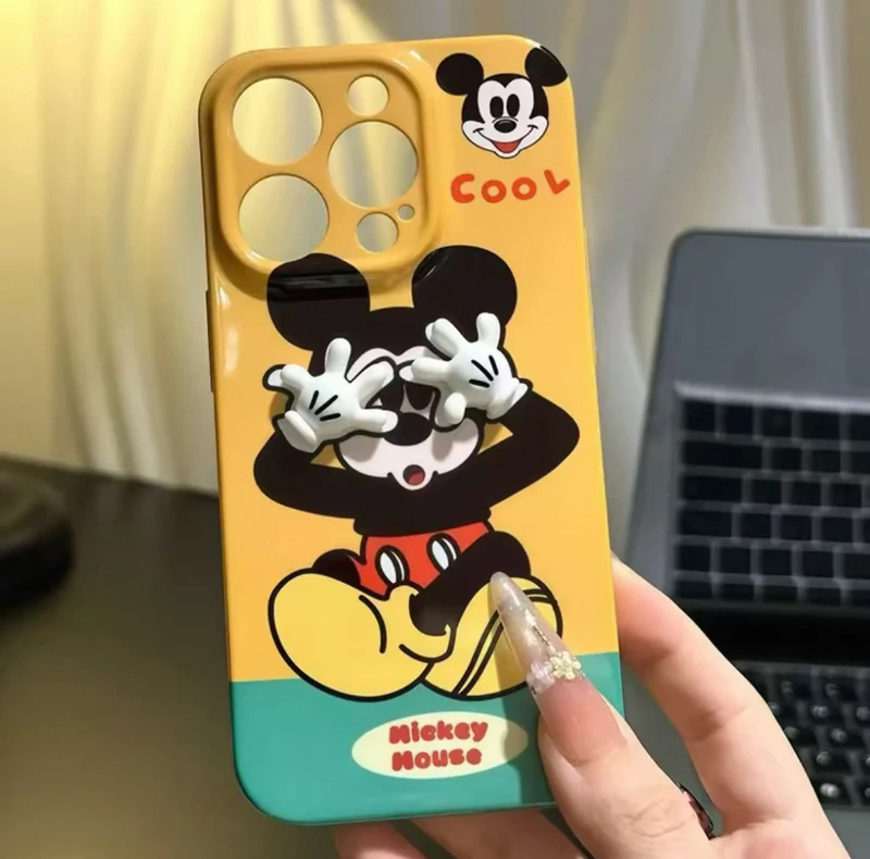 Suitable for Samsung "Face-Covering Mickey" mirror kickstand phone case