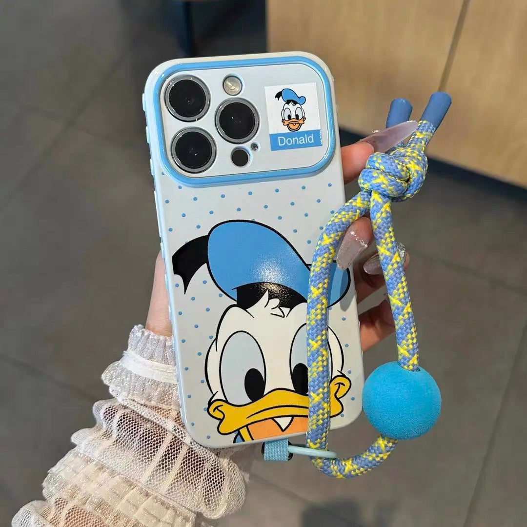 Polka-dot Mickey & Donald Duck colorful lanyard phone case