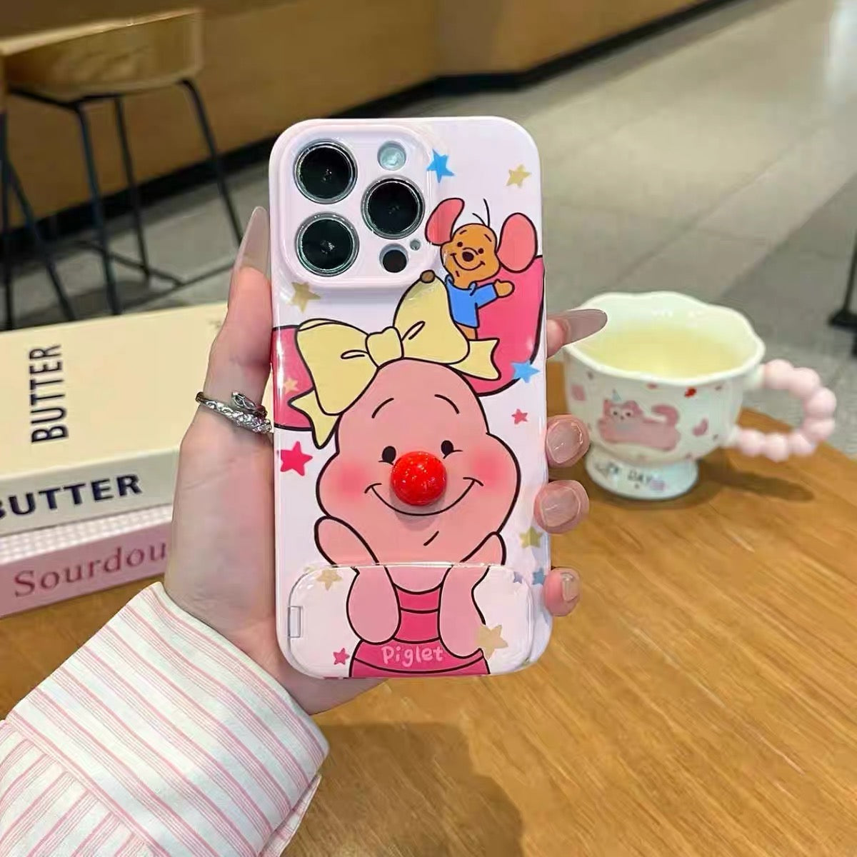 Anduoweini Piggy Mirror Stand Phone Case