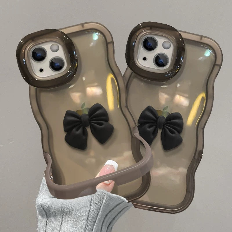 Bow-shaped invisible double stand phone case