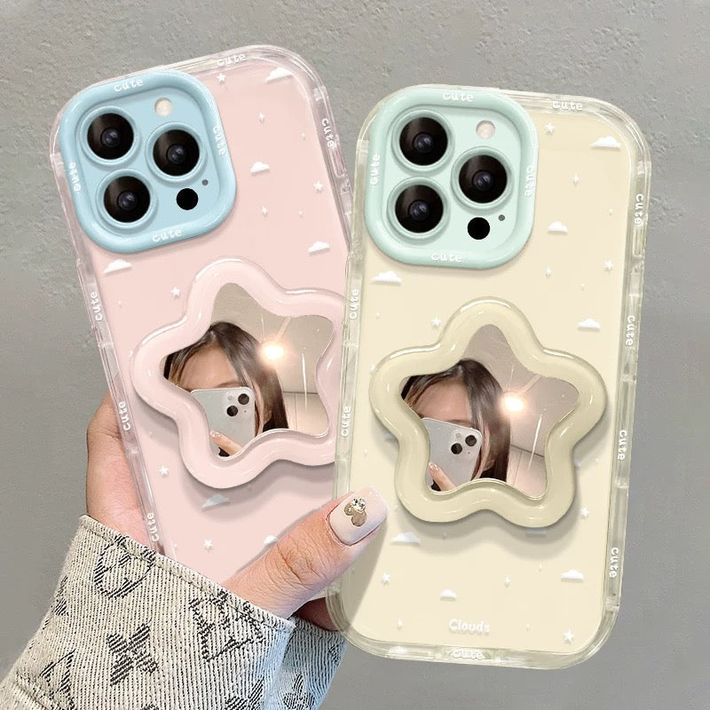 Star-shaped portable mirror and phone case with stand