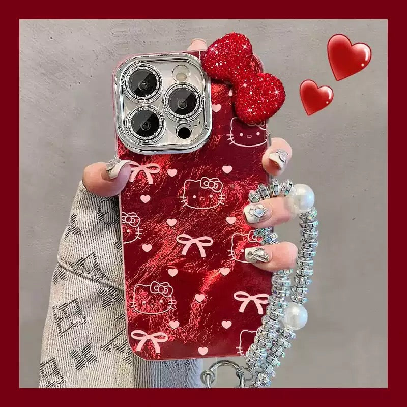 Red Kitty and bow phone case