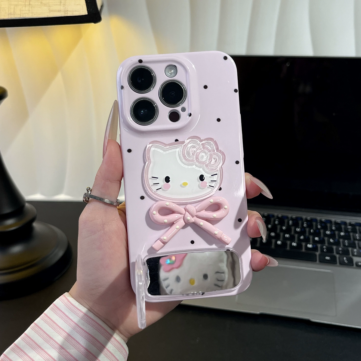 Pink Kitty phone case with mirror