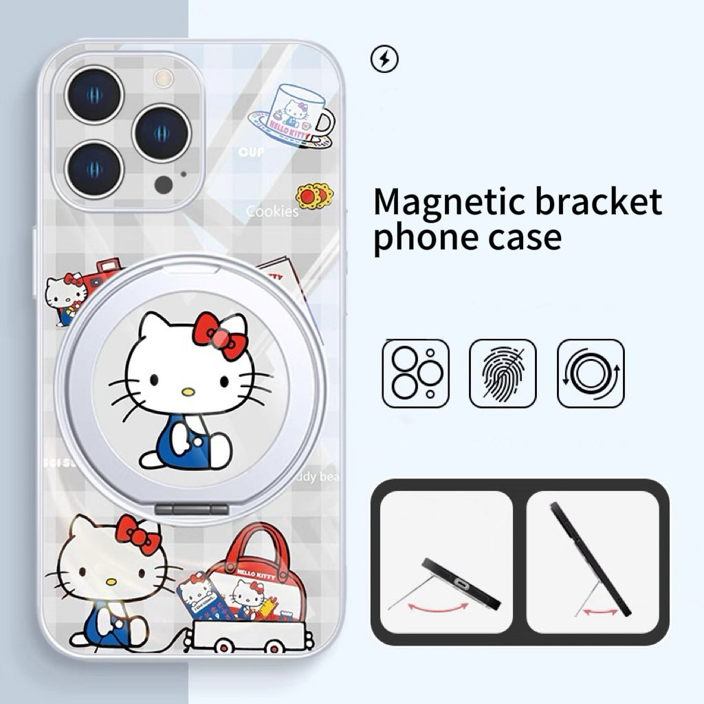 Plaid cat magnetic phone case