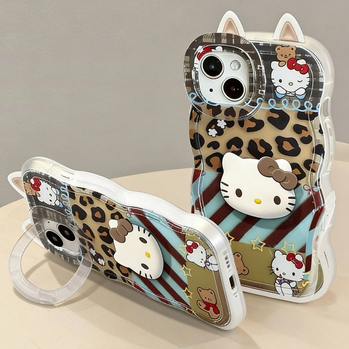 Invisible dual-stand Kitty cat phone case