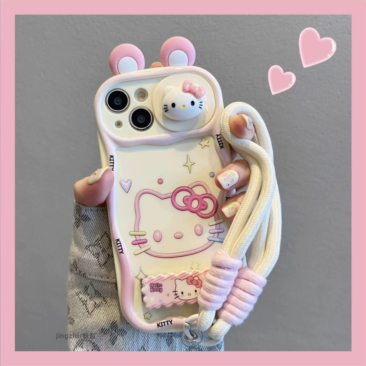 3D ear KT cat stand phone case