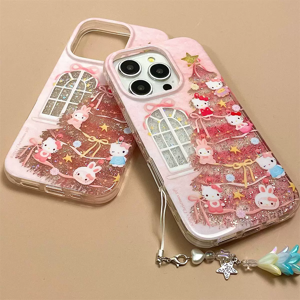 Girly Pink Glitter Christmas Tree Phone Case