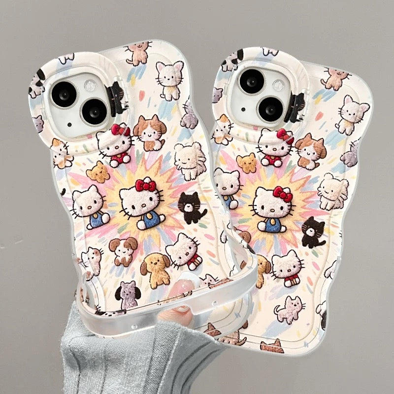 Kitty and puppy dual stand phone case