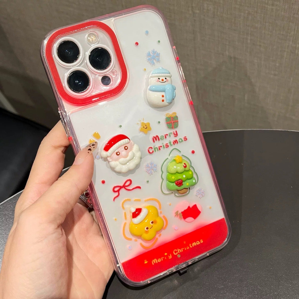 Incoming call flash 3D Christmas doll sticker luminous mobile phone case