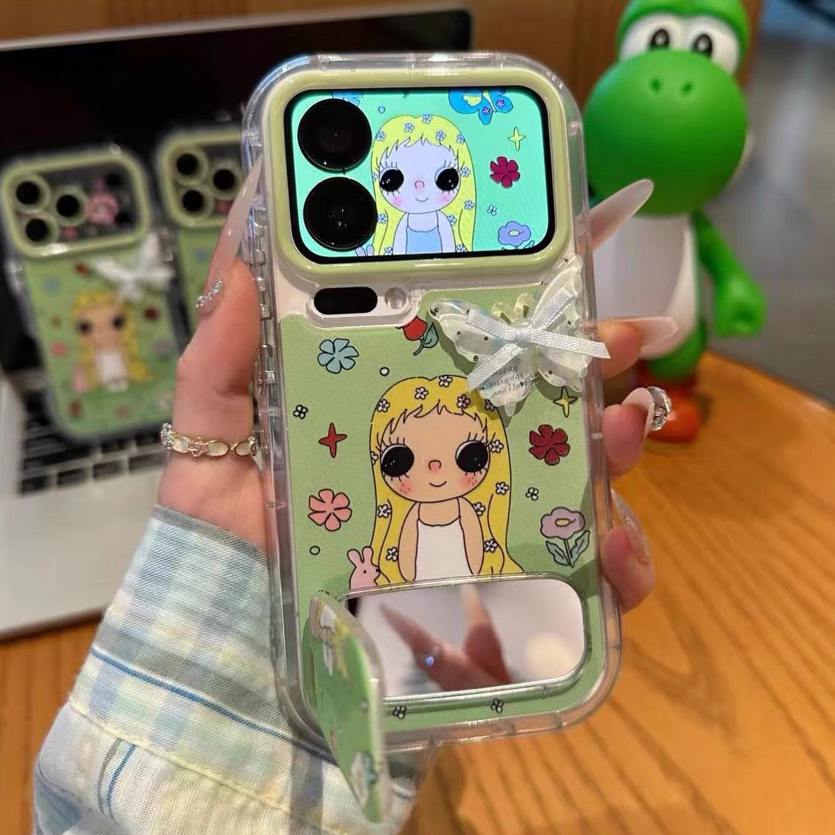 Butterfly and flower mirror phone case