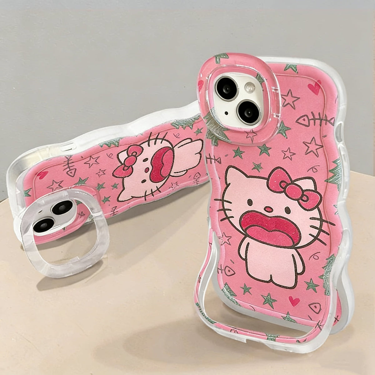 Pink Kitty Double Stand Phone Case