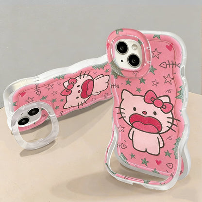 Pink Kitty Double Stand Phone Case