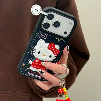 Denim Embroidered Vest Hello Kitty Phone Case