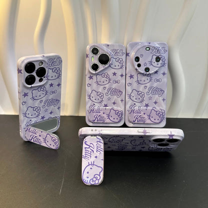 Purple Kitty Cat Mirror Stand Phone Case