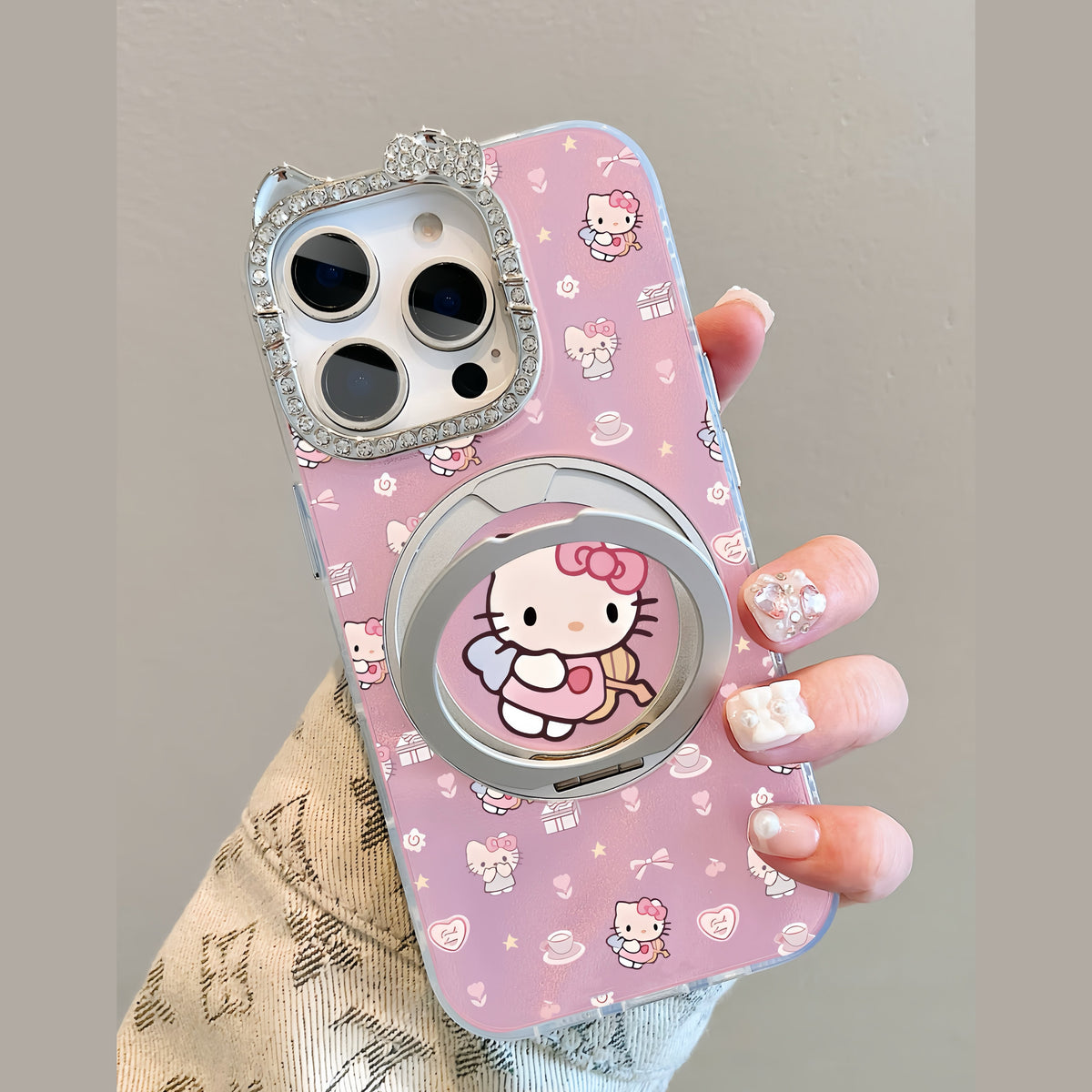 Pink Cupid Kitty Magnetic Holder Phone Case