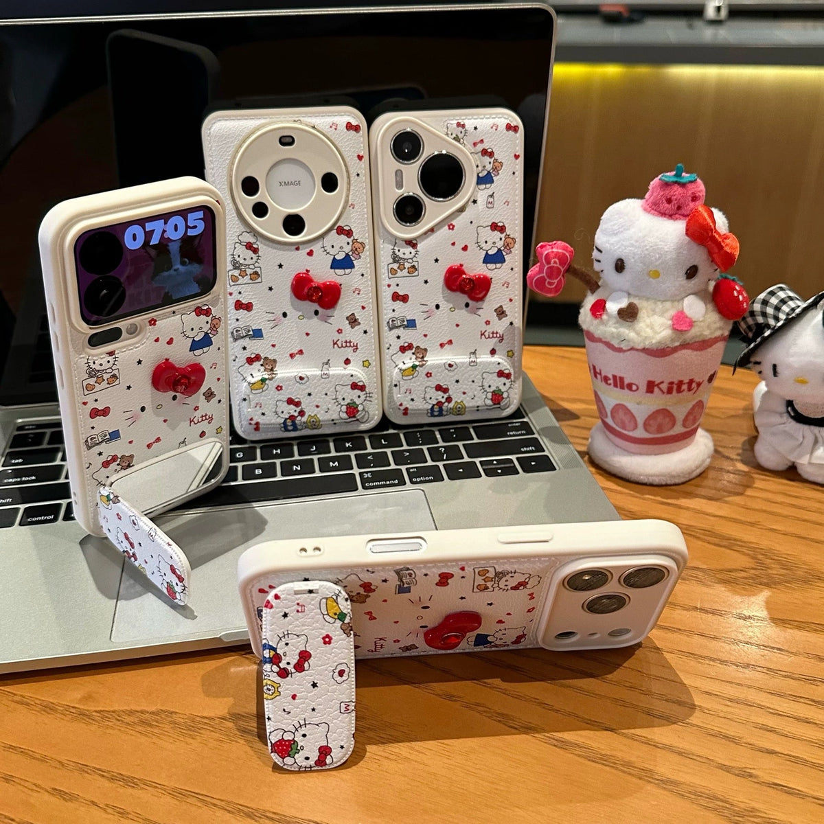 3D bow Kitty portable mirror phone case