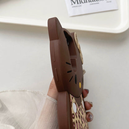 Compatible with Samsung leopard print bow Kitty cat phone case