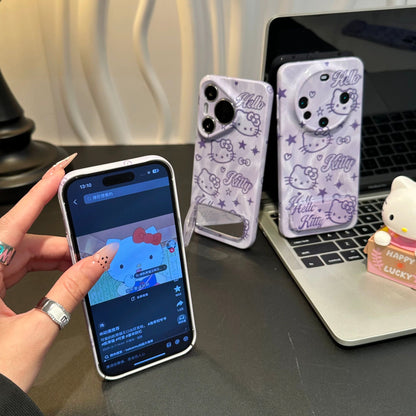 Purple Kitty Mirror Stand Phone Case