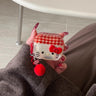 Cartoon plaid bowkity cat earphone cover