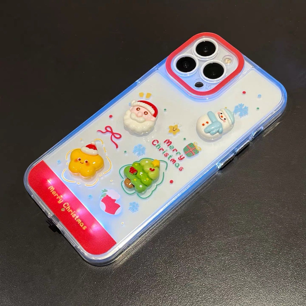Incoming call flash 3D Christmas doll sticker luminous mobile phone case