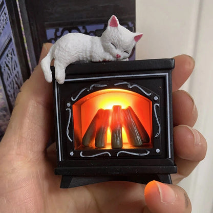 Creative Fireplace and Cat Fridge Magnet