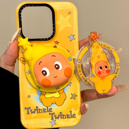 Rotating Star Big Head Cute Little Boy Magnetic Phone Case