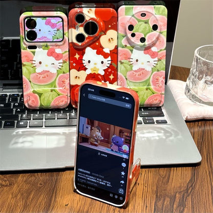 Android compatible  Red Apple Guava Cat Mirror Stand Phone Case