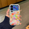 Full-screen floral mirror and stand phone case