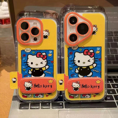 Blue frame waving Kitty cat stand phone case