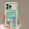 Fresh Polka-Dot Portable Mirror and Card Holder Phone Case