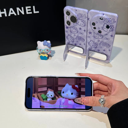 Purple Kitty Mirror Stand Phone Case