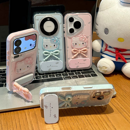 Android compatible  3D Kitty and Bow Portable Mirror Phone Case