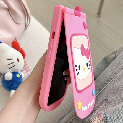 Pink Hello Kitty Flip Phone Case with Mirror