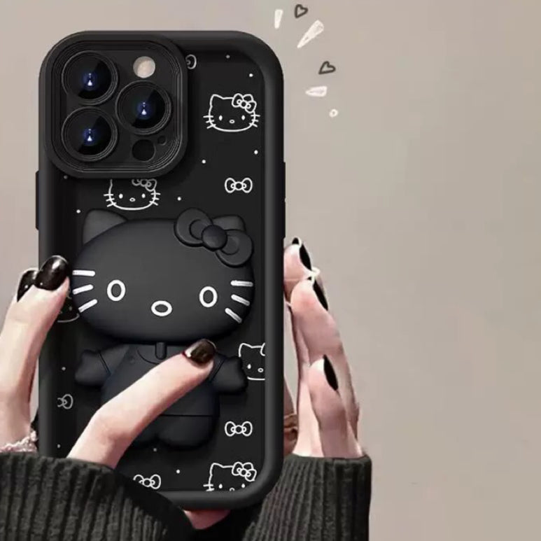 Android compatible Kitty Phone Case with Rotating Mirror and Stand