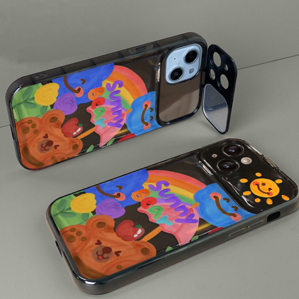 Graffiti Bear Rainbow Duck Flip Phone Case