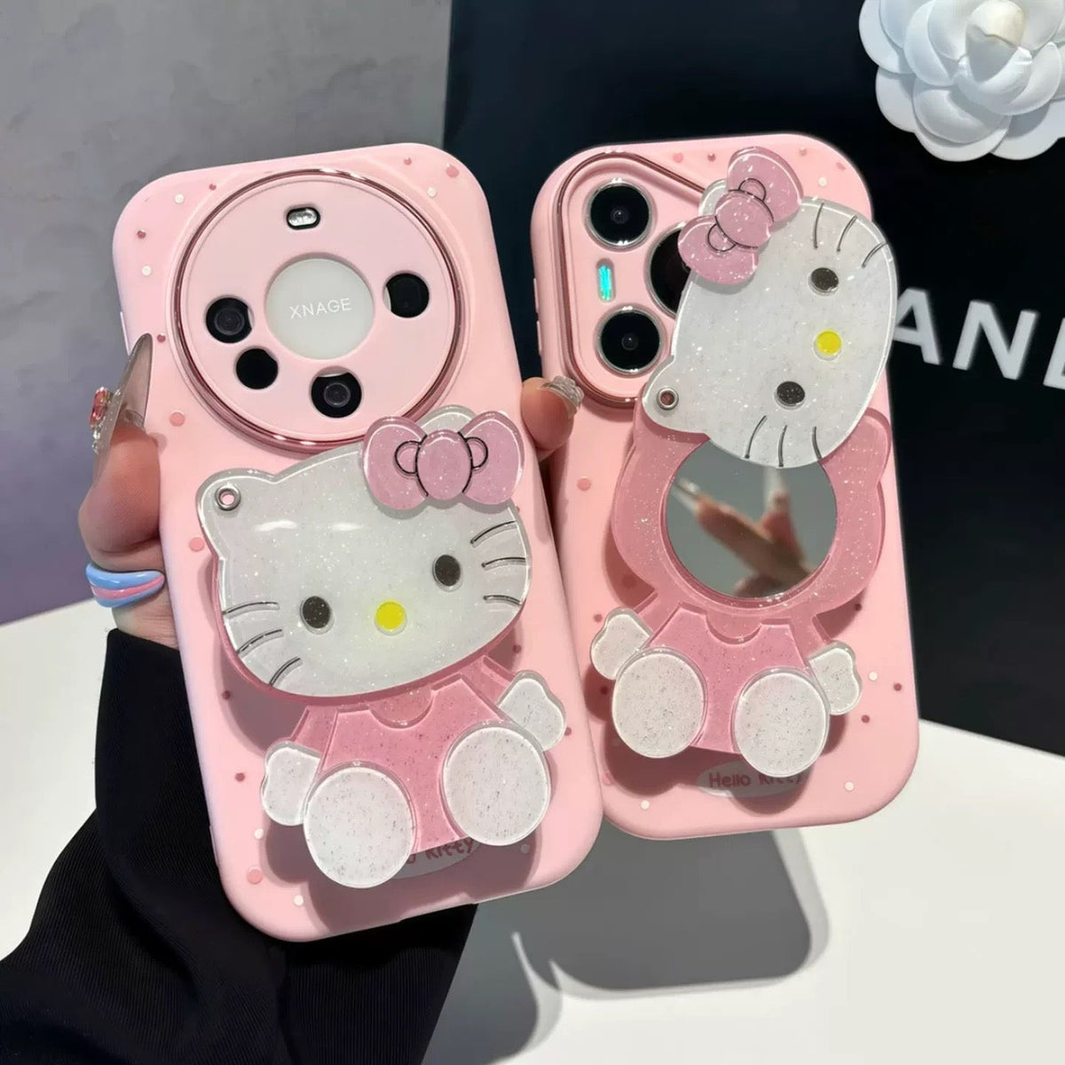 Rotating mirror stand Kitty phone case