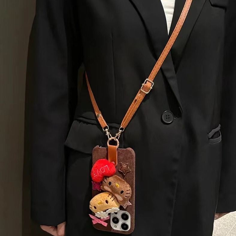 Plush KT crossbody chain phone case