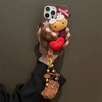 Plush KT crossbody chain phone case
