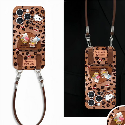 Leopard print Kitty phone stand case
