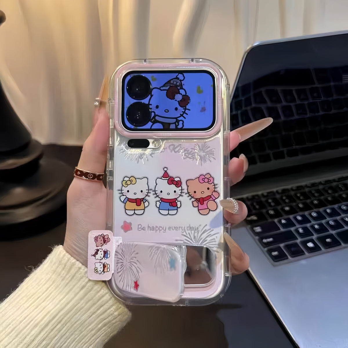 Fireworks HT Cat Mirror Stand Phone Case