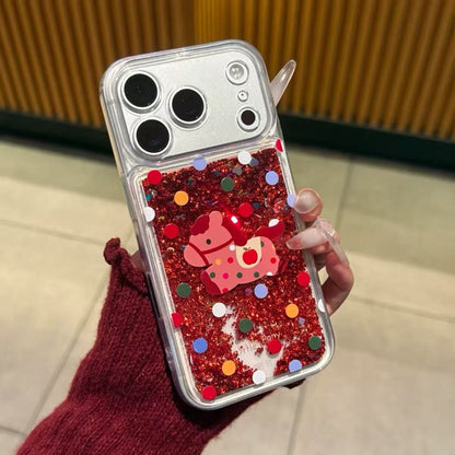 Colorful polka dot quicksand pony phone case