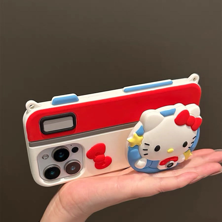 Cute Camera Kitty Crossbody Strap Lanyard Phone Case